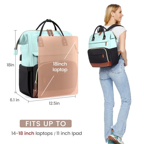 Laptop Backpack for Women, 15.6 Inch Work Business Backpacks Purse with USB Port, Large Capacity Nurse Bag College Bookbag for School, Waterproof Casual Daypack for Travel
