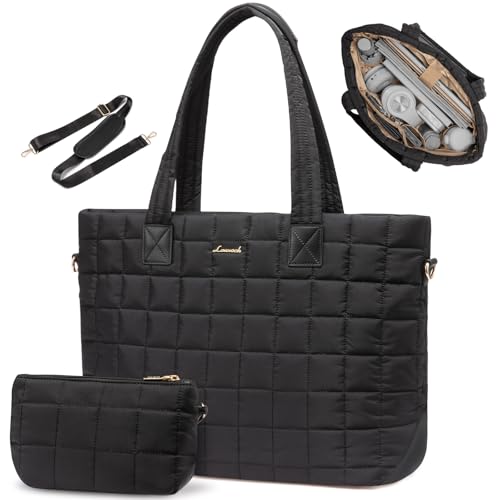 Tote Bag for Women, Large Puffer Tote Bag with Zipper Quilted Light Work Bag
