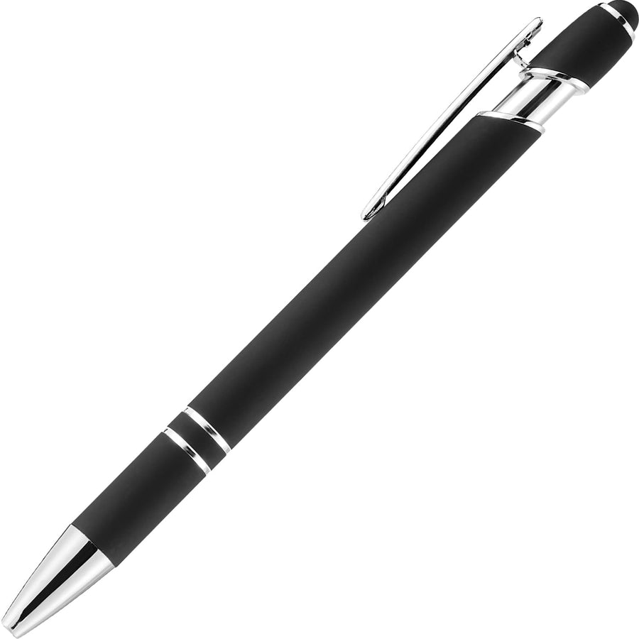 12 Pack Black Gold Ballpoint Pen with Stylus Tip, 1.0 mm Black Ink Smooth Writing Pens, Metal Stylus Pens for Touch Screens