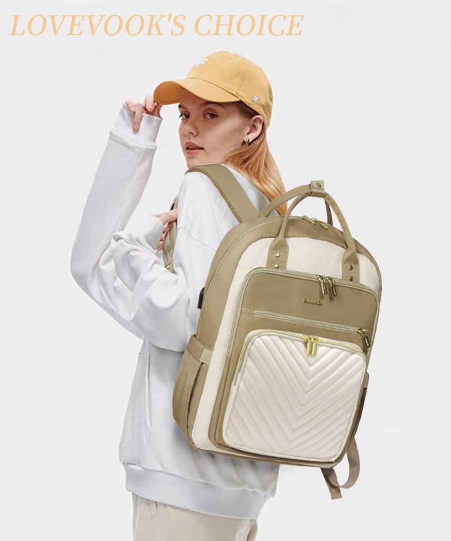 15.6 Inch Laptop Backpack for Women,Fashion Work Travel Backpack,Waterproof Day Pack Purse for Teacher Nurse Dark Green