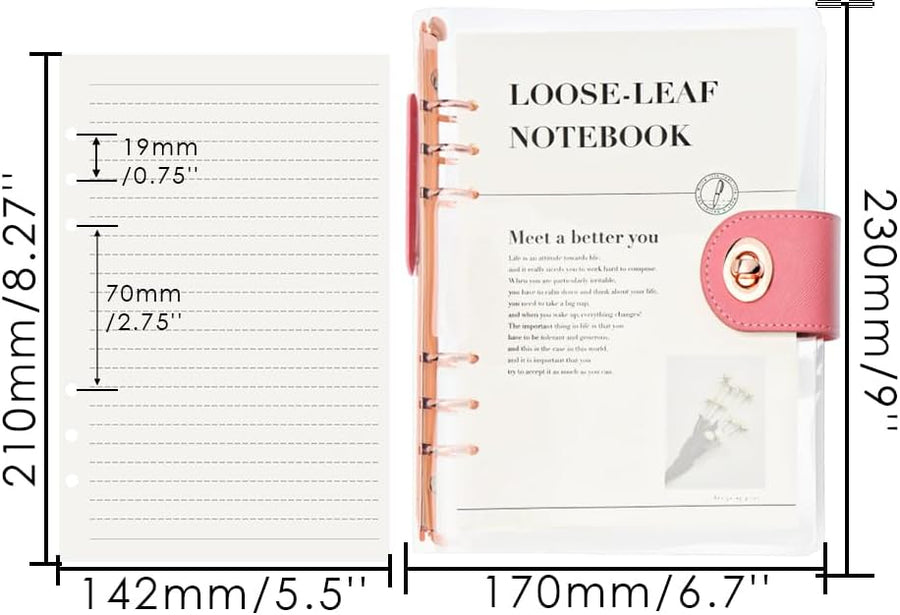 Clear A5 Rose Gold Binder
