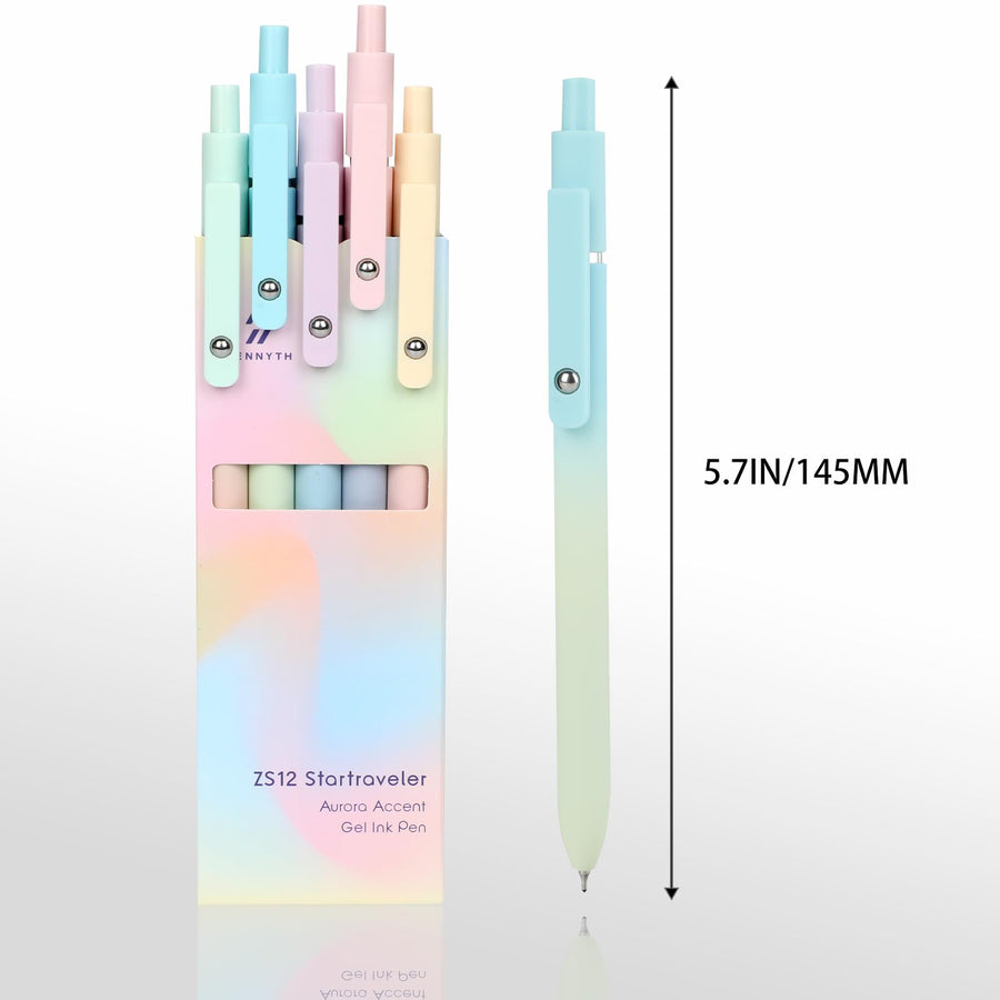 Gel Pens, 6 Pcs 0.5mm Quick Dry Black Ink Pens Fine Point Smooth Writing Pens, Cute Office School Supplies Gifts for Women
