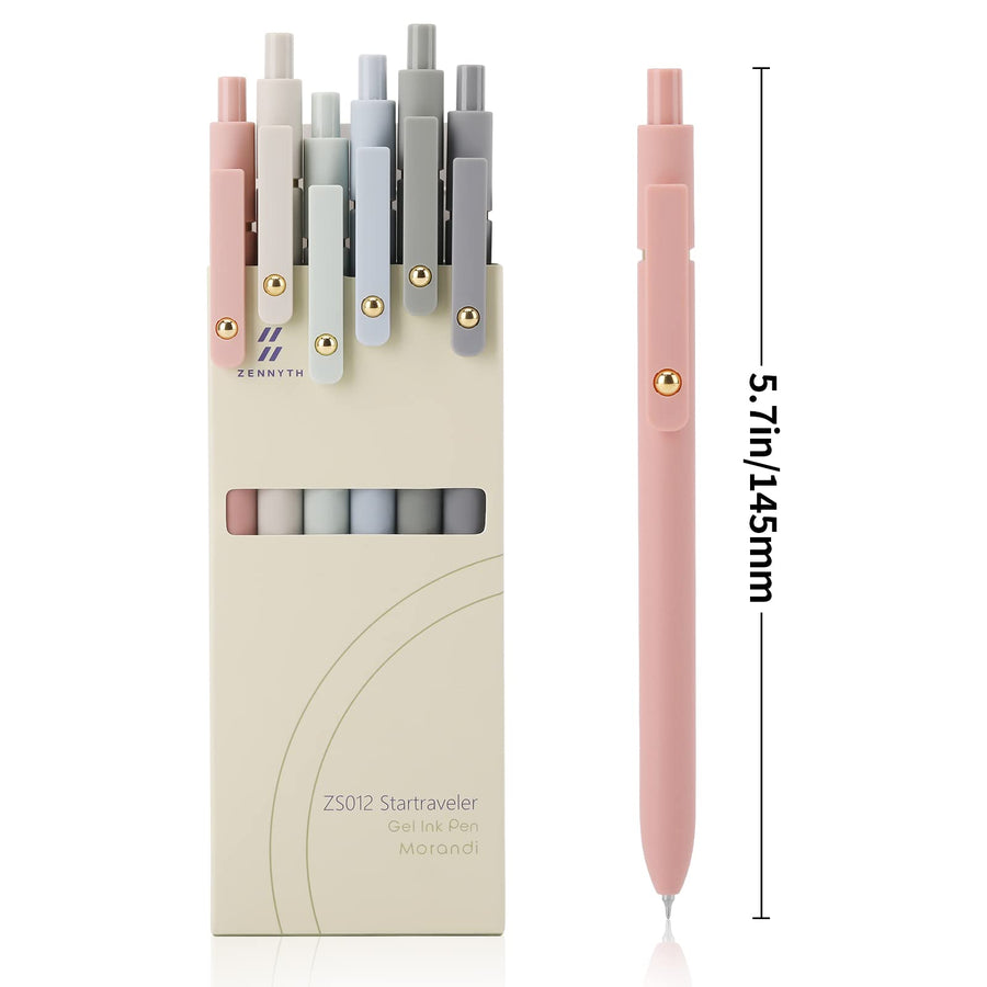 Gel Pens, 6 Pcs 0.5mm Quick Dry Black Ink Pens Fine Point Smooth Writing Pens, Cute Office School Supplies Gifts for Women