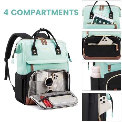 Laptop Backpack for Women, 15.6 Inch Work Business Backpacks Purse with USB Port, Large Capacity Nurse Bag College Bookbag for School, Waterproof Casual Daypack for Travel