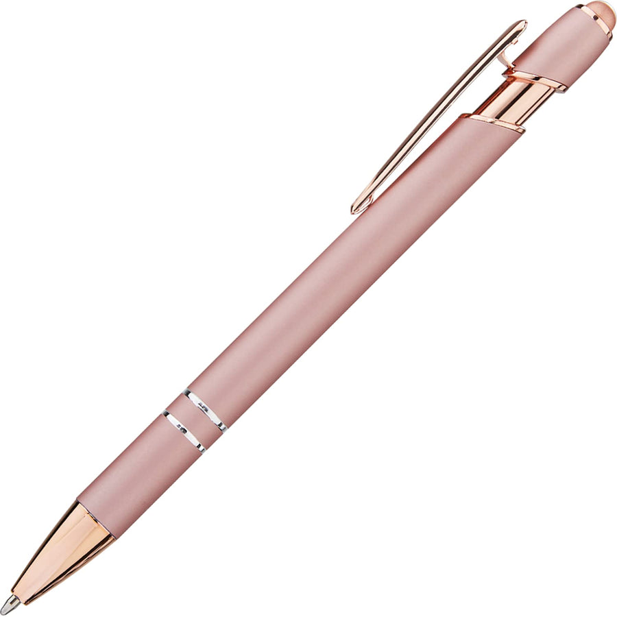12 Pack Black Gold Ballpoint Pen with Stylus Tip, 1.0 mm Black Ink Smooth Writing Pens, Metal Stylus Pens for Touch Screens