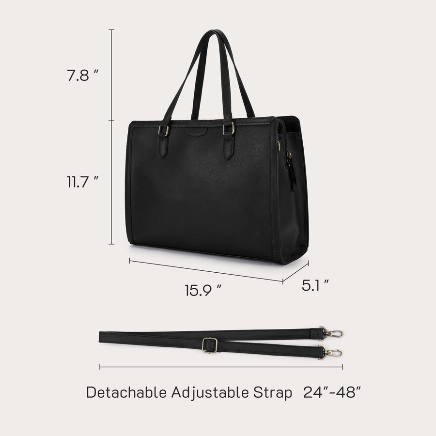 Laptop Tote Bag for Women 15.6 Inch Leather Work Bags Teacher Computer Purse Briefcase Handbag for Office, Travel