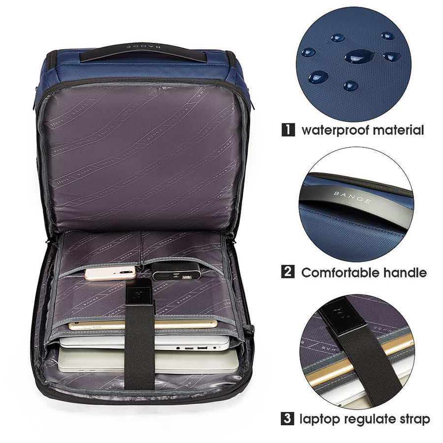 BANGE Business Smart Backpack Waterproof fit 15.6 Inch Laptop Backpack with USB Charging Port,Travel Durable Backpack