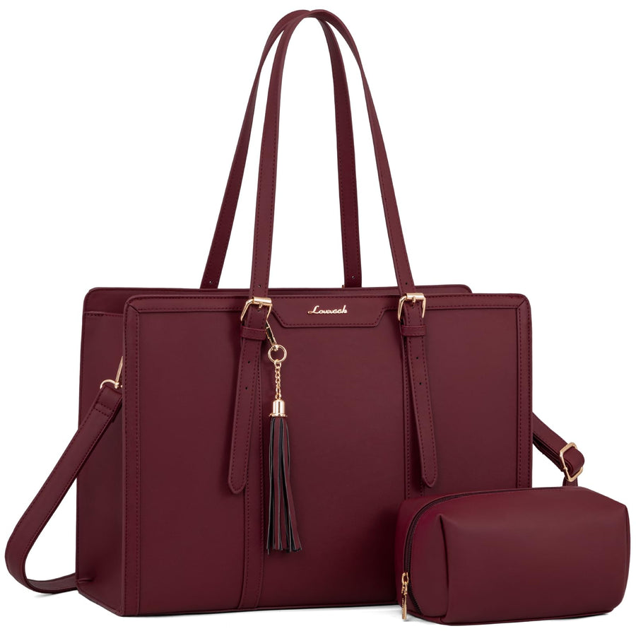 15.6-inch Canvas Laptop Tote with Clutch for Women - Lightweight, Large Capacity for Work, Travel, School