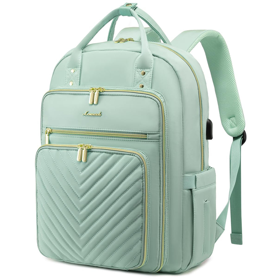 15.6 Inch Laptop Backpack for Women,Fashion Work Travel Backpack,Waterproof Day Pack Purse for Teacher Nurse Dark Green