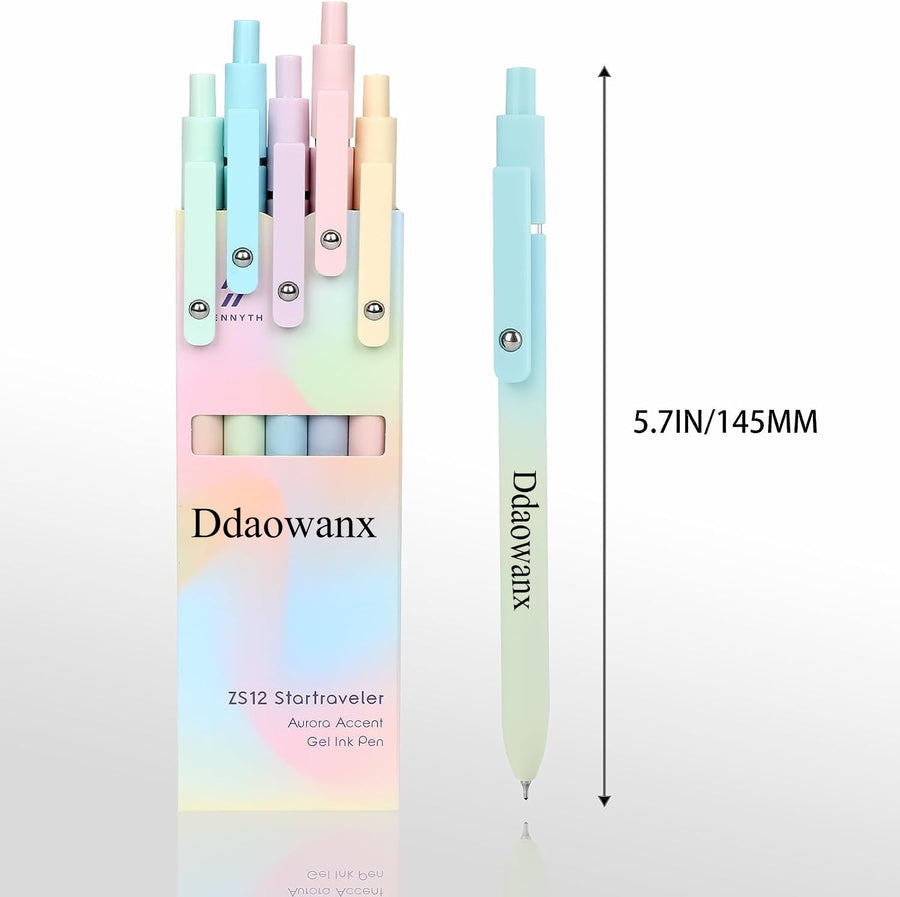 Gel Pens, 6 Pcs 0.5mm Quick Dry Black Ink Pens Fine Point Smooth Writing Pens, Cute Office School Supplies Gifts for Women