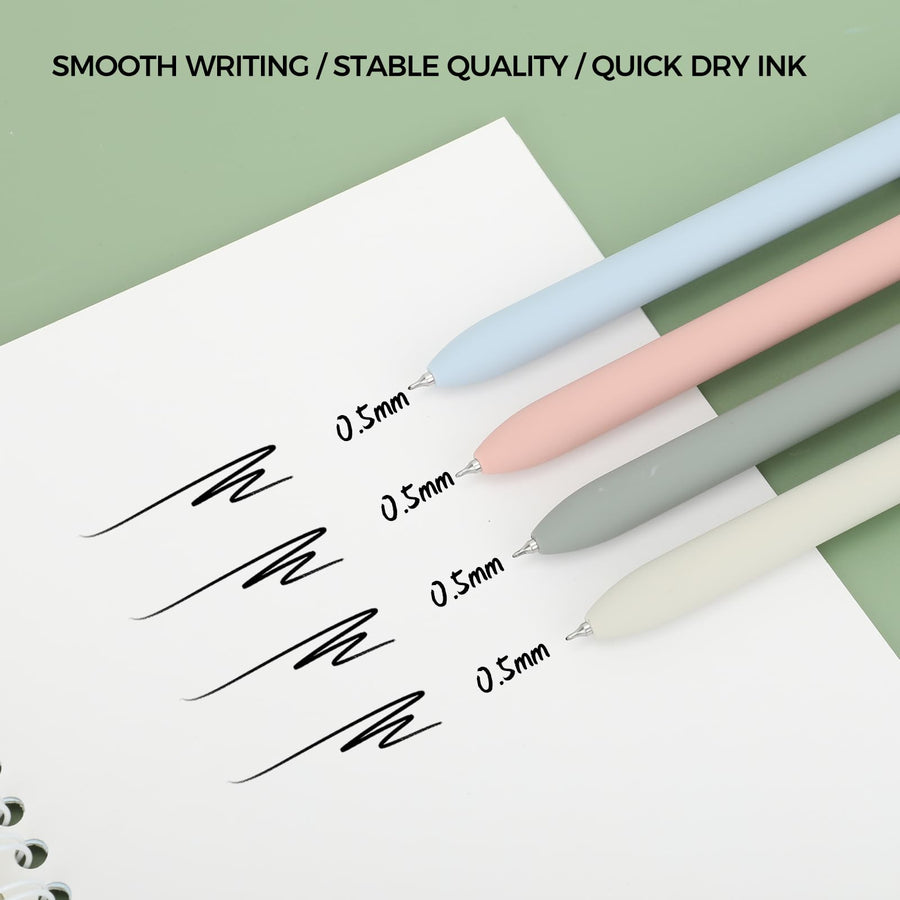 Gel Pens, 6 Pcs 0.5mm Quick Dry Black Ink Pens Fine Point Smooth Writing Pens, Cute Office School Supplies Gifts for Women