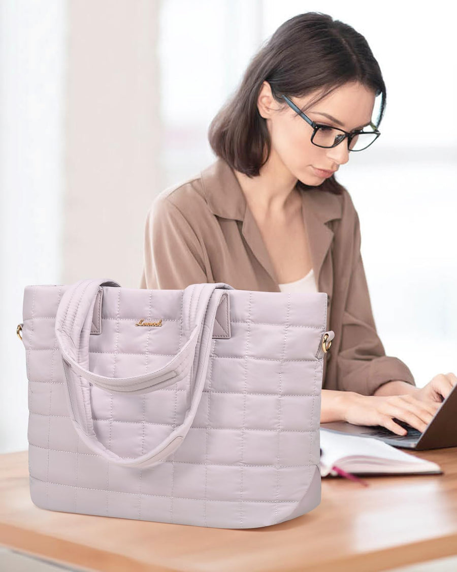 Tote Bag for Women, Large Puffer Tote Bag with Zipper Quilted Light Work Bag