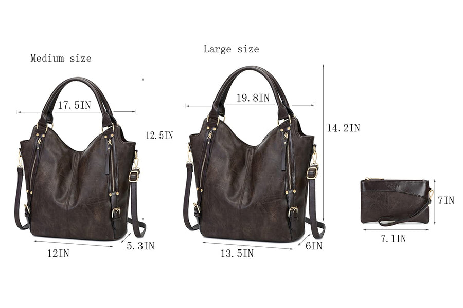Women Tote Bag Handbags PU Leather Fashion Hobo Shoulder Bags with Adjustable Shoulder Strap