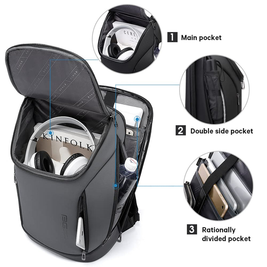 BANGE Business Smart Backpack Waterproof fit 15.6 Inch Laptop Backpack with USB Charging Port,Travel Durable Backpack