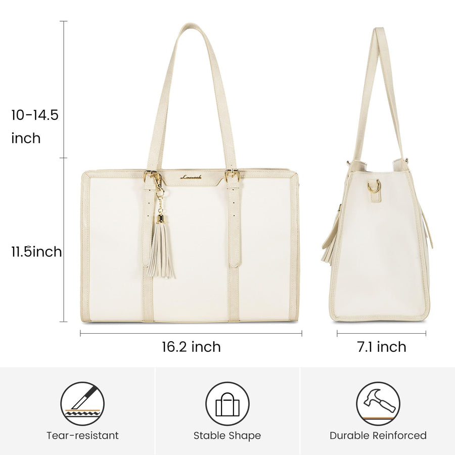 15.6-inch Canvas Laptop Tote with Clutch for Women - Lightweight, Large Capacity for Work, Travel, School