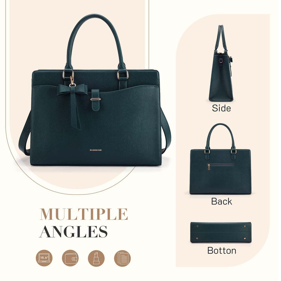 Laptop Tote Bag for Women 15.6 Inch Leather Work Bags Teacher Computer Purse Briefcase Handbag for Office, Travel
