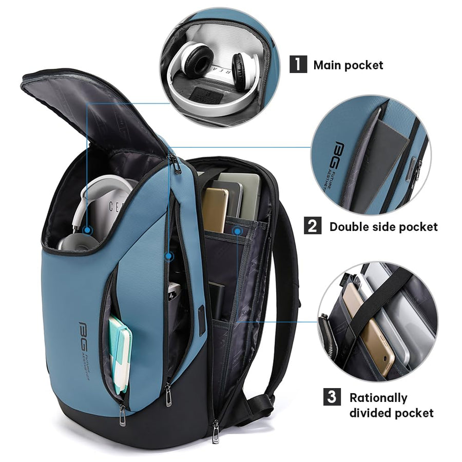 BANGE Business Smart Backpack Waterproof fit 15.6 Inch Laptop Backpack with USB Charging Port,Travel Durable Backpack
