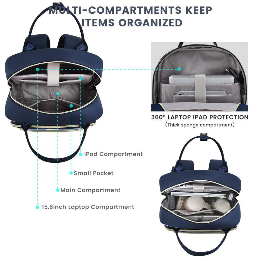 15.6 Inch Laptop Backpack for Women,Fashion Work Travel Backpack,Waterproof Day Pack Purse for Teacher Nurse Dark Green