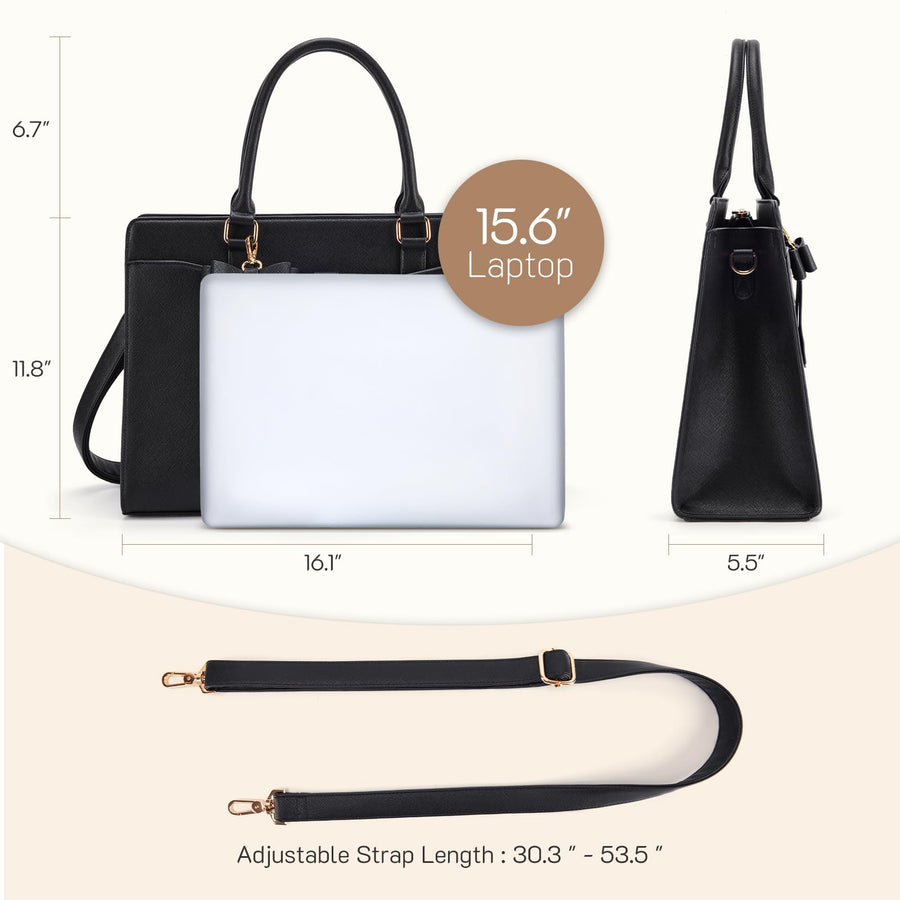 Laptop Tote Bag for Women 15.6 Inch Leather Work Bags Teacher Computer Purse Briefcase Handbag for Office, Travel