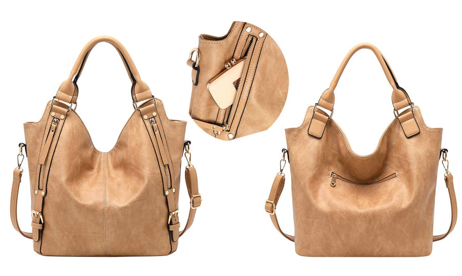 Women Tote Bag Handbags PU Leather Fashion Hobo Shoulder Bags with Adjustable Shoulder Strap