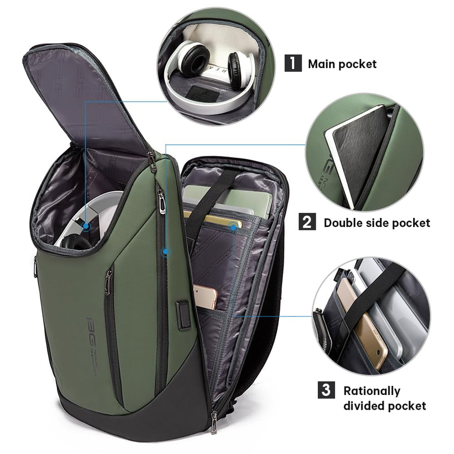 BANGE Business Smart Backpack Waterproof fit 15.6 Inch Laptop Backpack with USB Charging Port,Travel Durable Backpack