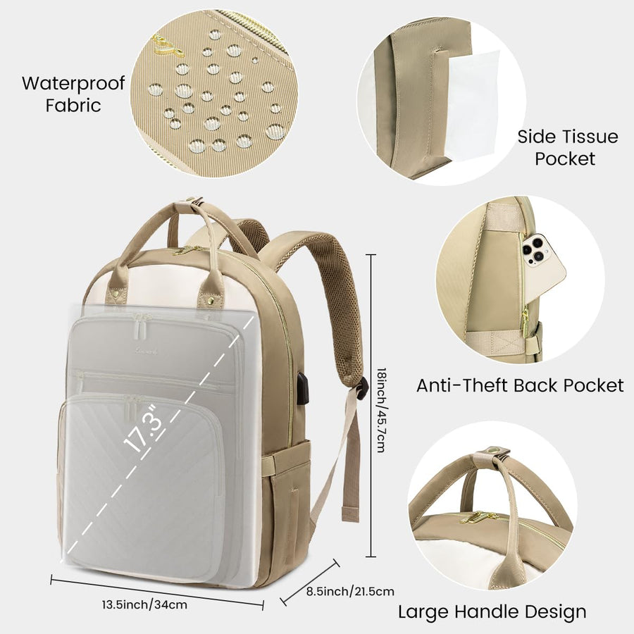 15.6 Inch Laptop Backpack for Women,Fashion Work Travel Backpack,Waterproof Day Pack Purse for Teacher Nurse Dark Green