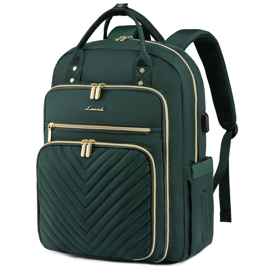 15.6 Inch Laptop Backpack for Women,Fashion Work Travel Backpack,Waterproof Day Pack Purse for Teacher Nurse Dark Green