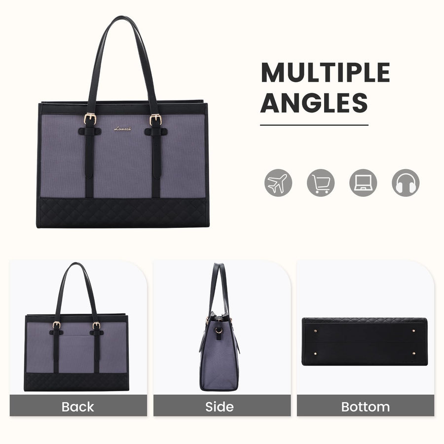 Laptop Bag for Women 15.6 inch Canvas Laptop Tote Bag, Large Capacity Work Bag with Clutch Purse, Computer Bag Office Business Briefcase, Casual Handbag for Travel College Teacher School