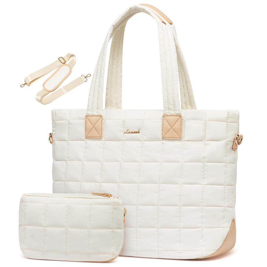 Tote Bag for Women, Large Puffer Tote Bag with Zipper Quilted Light Work Bag