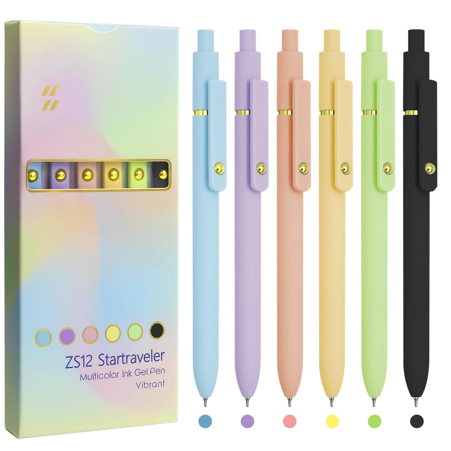 Colorful Pens, 6 Pcs Colored Pens Fine Point Smooth Writing Pen, 0.5mm Colored Ink Gel Pen for Journaling Note Taking Writing, Office School Supplies Gifts for Women (6 Pcs Gold Vintage)