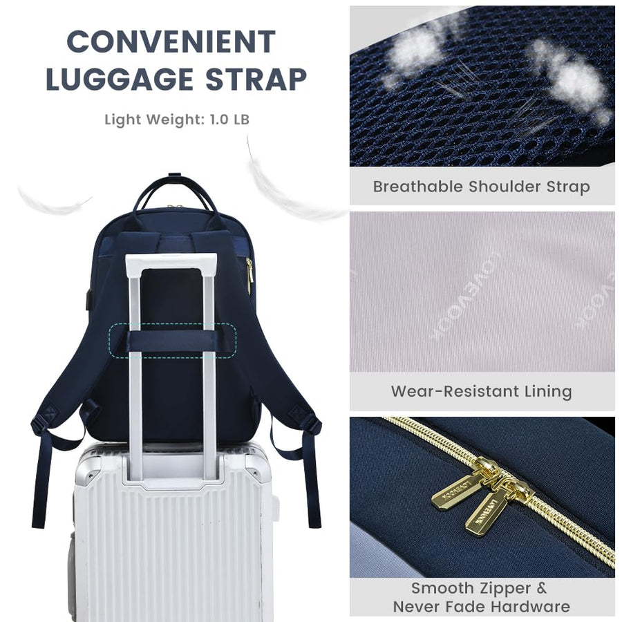 15.6 Inch Laptop Backpack for Women,Fashion Work Travel Backpack,Waterproof Day Pack Purse for Teacher Nurse Dark Green