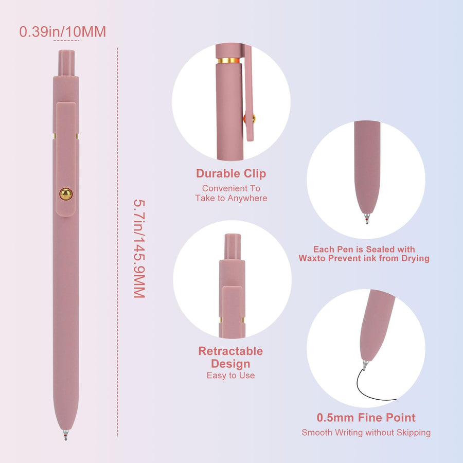 Gel Pens, 6 Pcs 0.5mm Quick Dry Black Ink Pens Fine Point Smooth Writing Pens, Cute Office School Supplies Gifts for Women