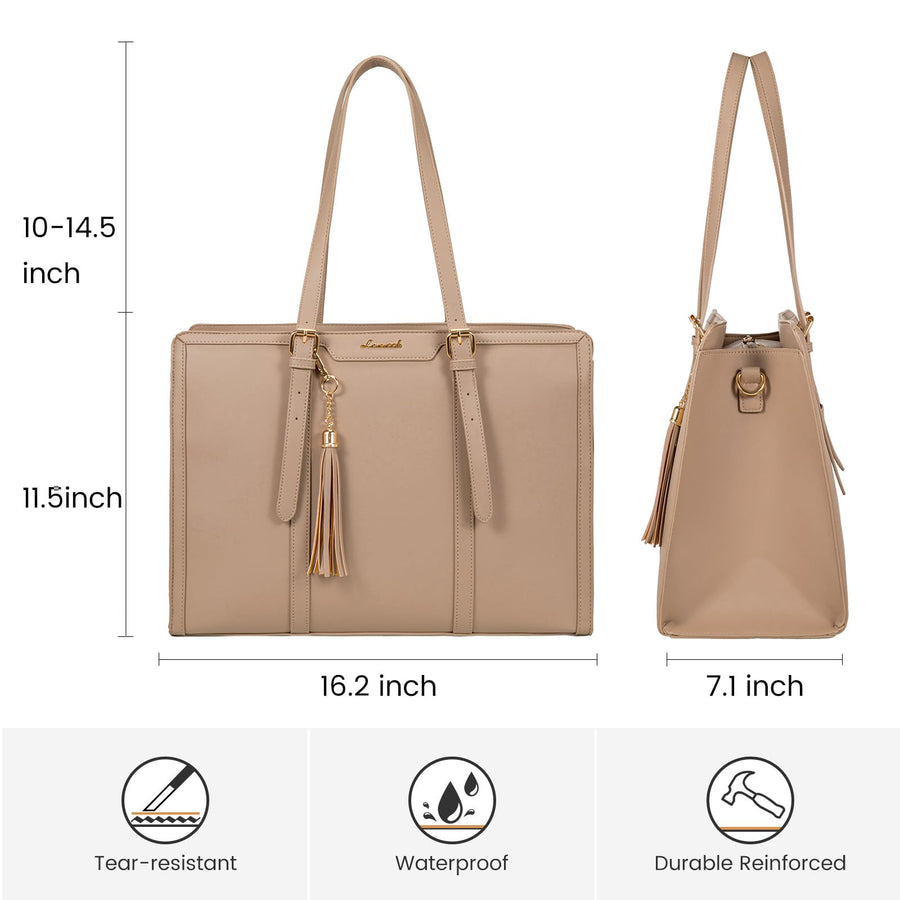15.6-inch Canvas Laptop Tote with Clutch for Women - Lightweight, Large Capacity for Work, Travel, School