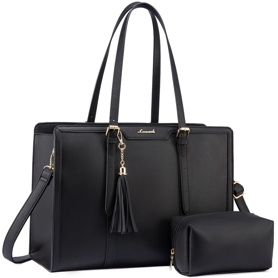 15.6-inch Canvas Laptop Tote with Clutch for Women - Lightweight, Large Capacity for Work, Travel, School