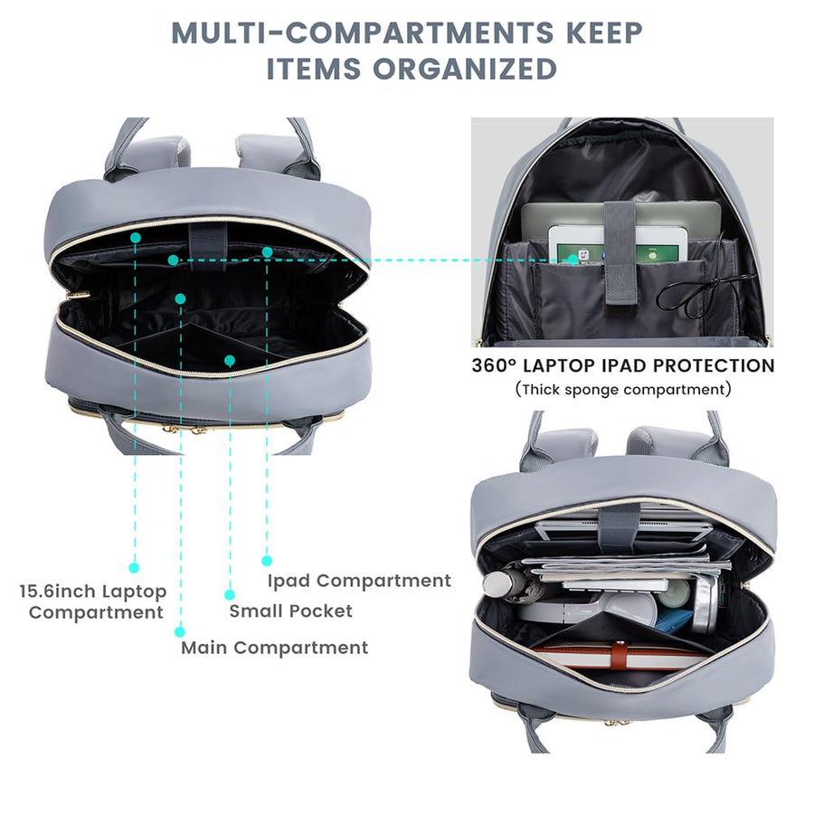 15.6 Inch Laptop Backpack for Women,Fashion Work Travel Backpack,Waterproof Day Pack Purse for Teacher Nurse Dark Green