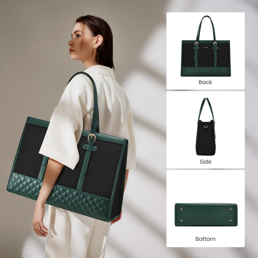 Laptop Bag for Women 15.6 inch Canvas Laptop Tote Bag, Large Capacity Work Bag with Clutch Purse, Computer Bag Office Business Briefcase, Casual Handbag for Travel College Teacher School