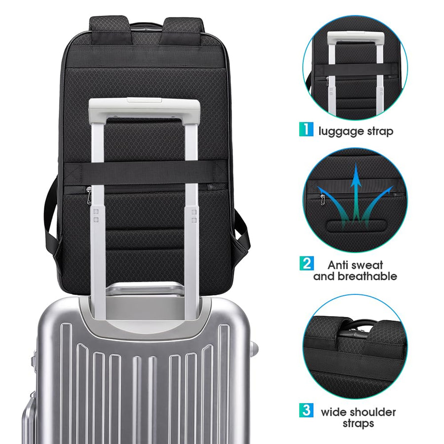 BANGE Business Smart Backpack Waterproof fit 15.6 Inch Laptop Backpack with USB Charging Port,Travel Durable Backpack