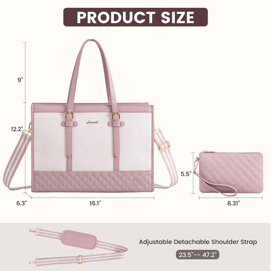 Laptop Bag for Women 15.6 inch Canvas Laptop Tote Bag, Large Capacity Work Bag with Clutch Purse, Computer Bag Office Business Briefcase, Casual Handbag for Travel College Teacher School