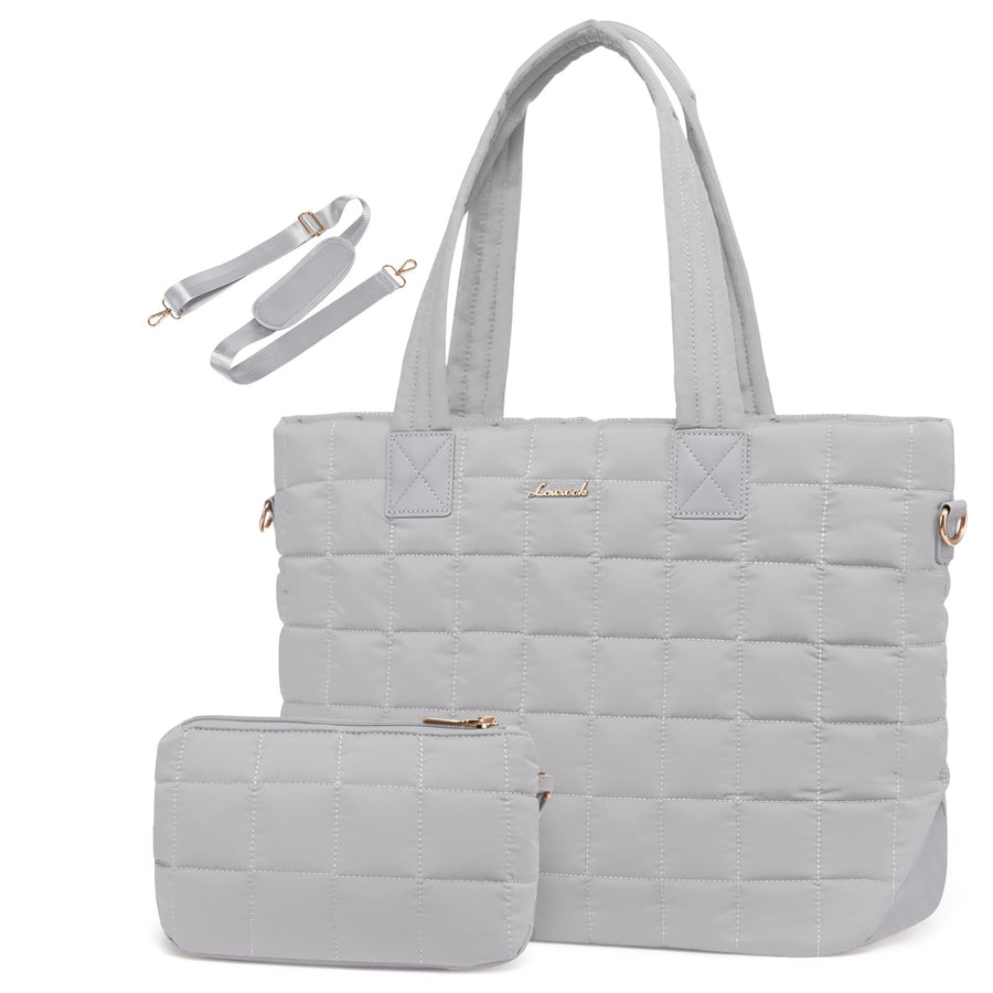 Tote Bag for Women, Large Puffer Tote Bag with Zipper Quilted Light Work Bag