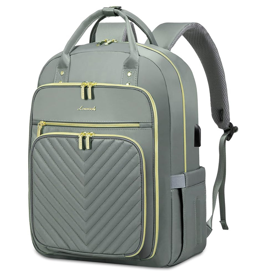 15.6 Inch Laptop Backpack for Women,Fashion Work Travel Backpack,Waterproof Day Pack Purse for Teacher Nurse Dark Green