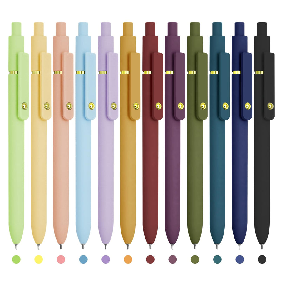 Colorful Pens, 6 Pcs Colored Pens Fine Point Smooth Writing Pen, 0.5mm Colored Ink Gel Pen for Journaling Note Taking Writing, Office School Supplies Gifts for Women (6 Pcs Gold Vintage)