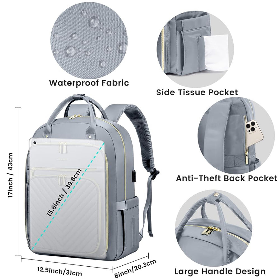15.6 Inch Laptop Backpack for Women,Fashion Work Travel Backpack,Waterproof Day Pack Purse for Teacher Nurse Dark Green