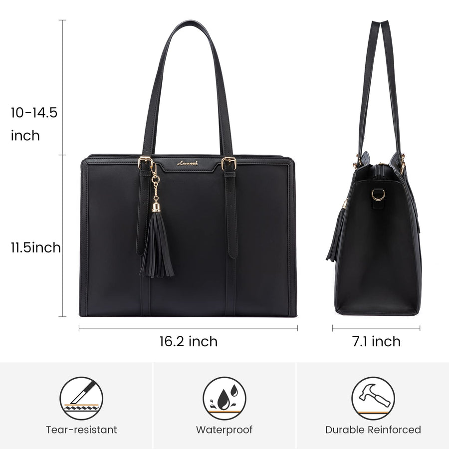 15.6-inch Canvas Laptop Tote with Clutch for Women - Lightweight, Large Capacity for Work, Travel, School