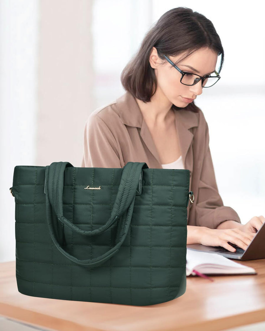 Tote Bag for Women, Large Puffer Tote Bag with Zipper Quilted Light Work Bag