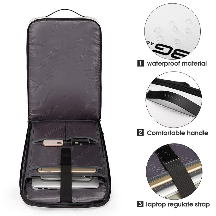 BANGE Business Smart Backpack Waterproof fit 15.6 Inch Laptop Backpack with USB Charging Port,Travel Durable Backpack