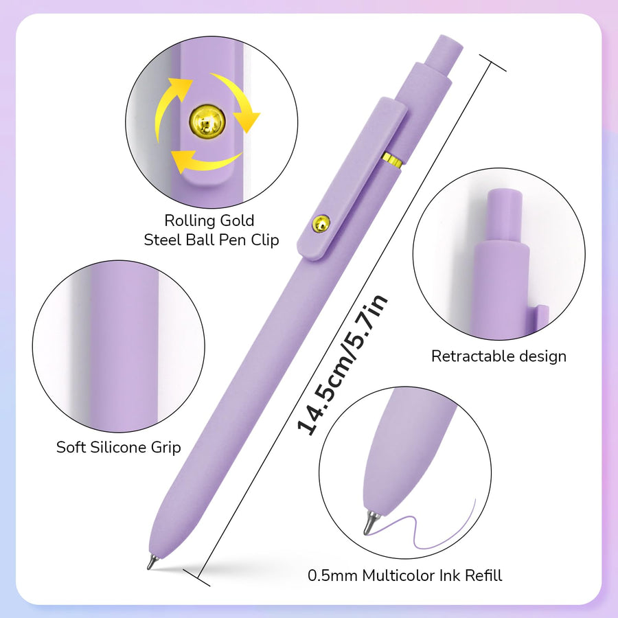 Colorful Pens, 6 Pcs Colored Pens Fine Point Smooth Writing Pen, 0.5mm Colored Ink Gel Pen for Journaling Note Taking Writing, Office School Supplies Gifts for Women (6 Pcs Gold Vintage)