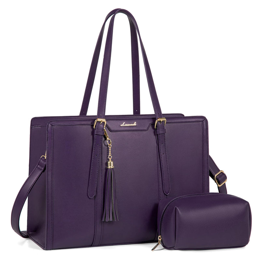 15.6-inch Canvas Laptop Tote with Clutch for Women - Lightweight, Large Capacity for Work, Travel, School