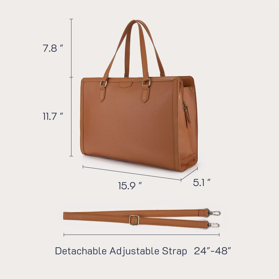 Laptop Tote Bag for Women 15.6 Inch Leather Work Bags Teacher Computer Purse Briefcase Handbag for Office, Travel