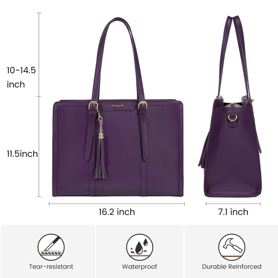 15.6-inch Canvas Laptop Tote with Clutch for Women - Lightweight, Large Capacity for Work, Travel, School