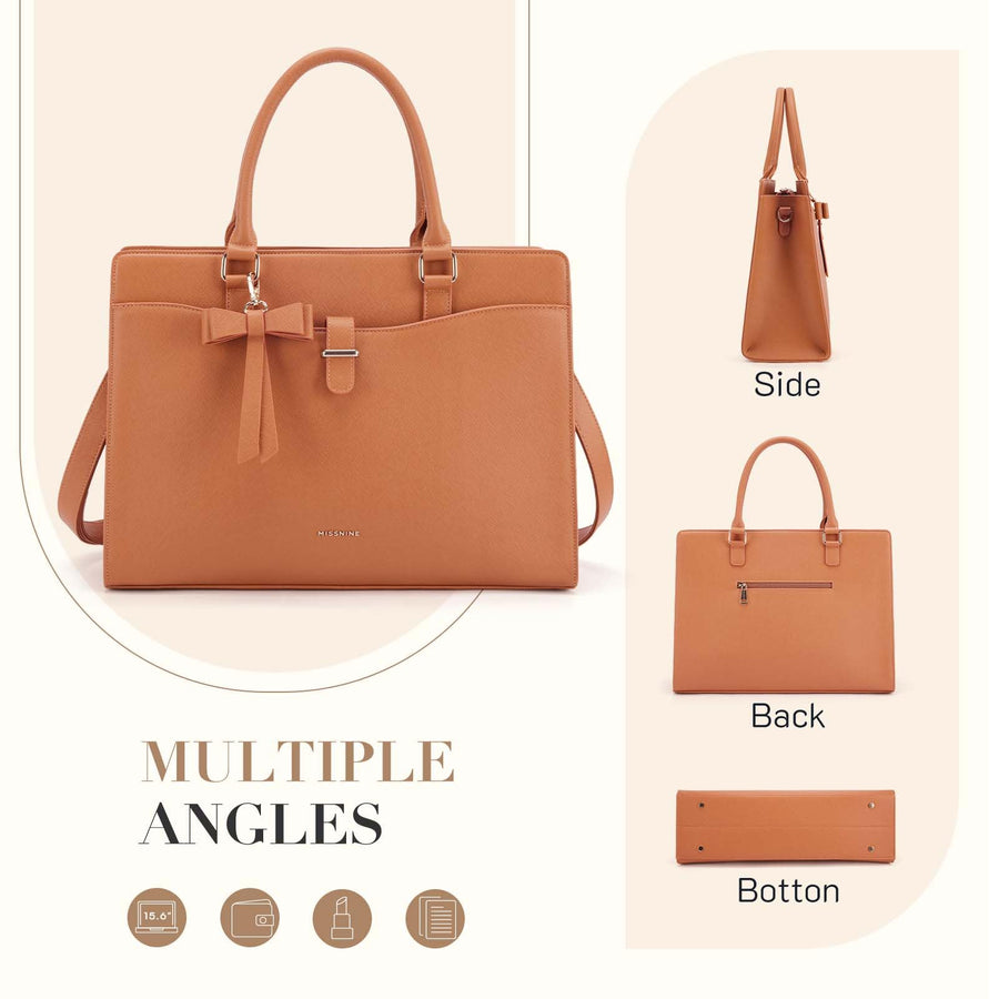 Laptop Tote Bag for Women 15.6 Inch Leather Work Bags Teacher Computer Purse Briefcase Handbag for Office, Travel